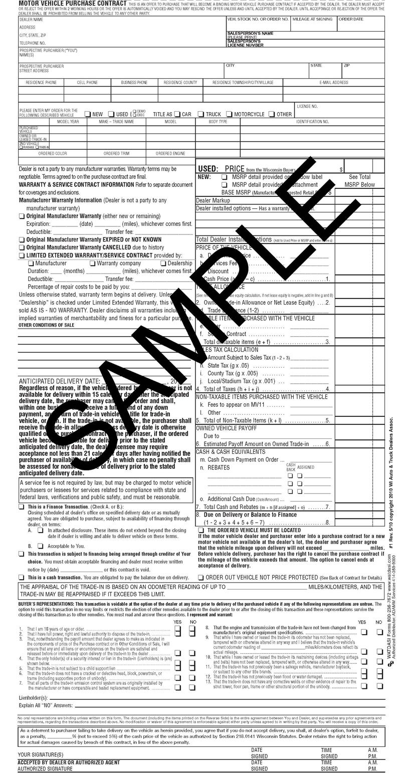 Contract For Selling A Car >> Standard Motor Vehicle Purchase Contract, 2014 rev, 100 pk Contract For Selling A Car >> Standard Motor Vehicle Purchase Contract, 2014 rev, 100 pk