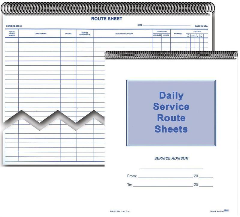 Route Sheet, Spiral Bound Book (RS547SB)