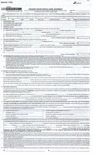 Ford motor vehicle lease agreement #1